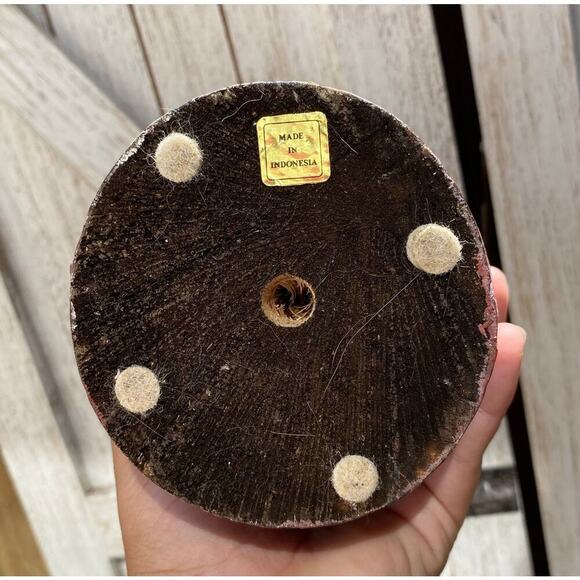 Cat Wooden Carved Handpainted Made in Indonesia 6in - Picture 3 of 10